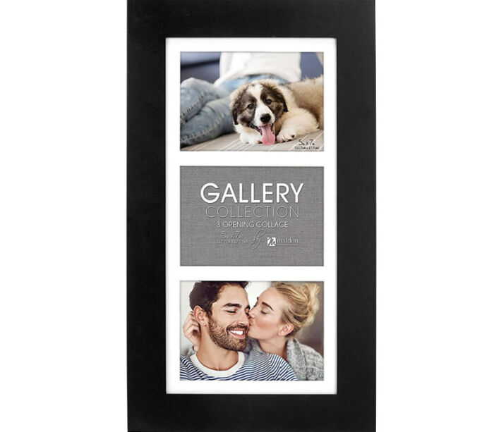 Malden International Collage Wall Frame - Black - 3 Openings at 5x7