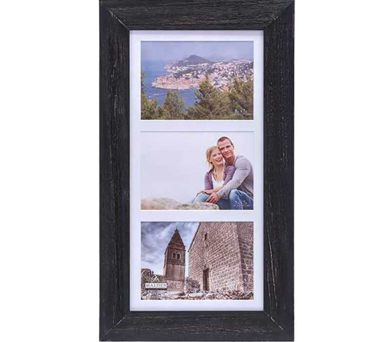 Malden International Collage Wall Frame - Rustic Black - 3 Openings at 5x7