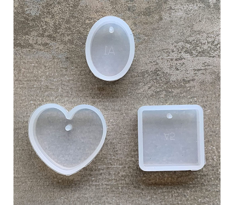 Silicone Resin Mold - Oval Heart and Square - 3 Piece