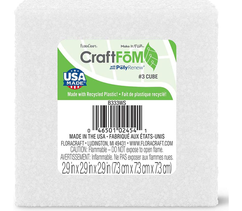 FloraCraft CraftFom Block - White - 3x3x3