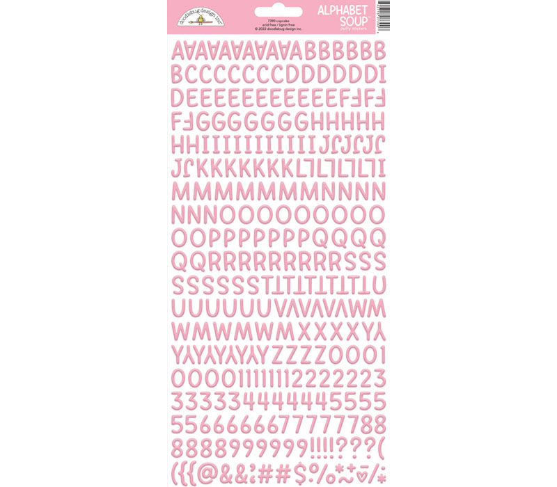 Doodlebug Puffy Stickers - Alphabet Soup Cupcake