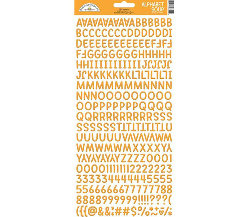 Doodlebug Puffy Stickers - Alphabet Soup Tangerine