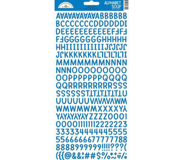 Doodlebug Puffy Stickers - Alphabet Soup Blue Jeans