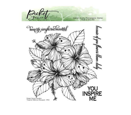 Picket Fence Stamp - Tropical Hibiscus Bouquet