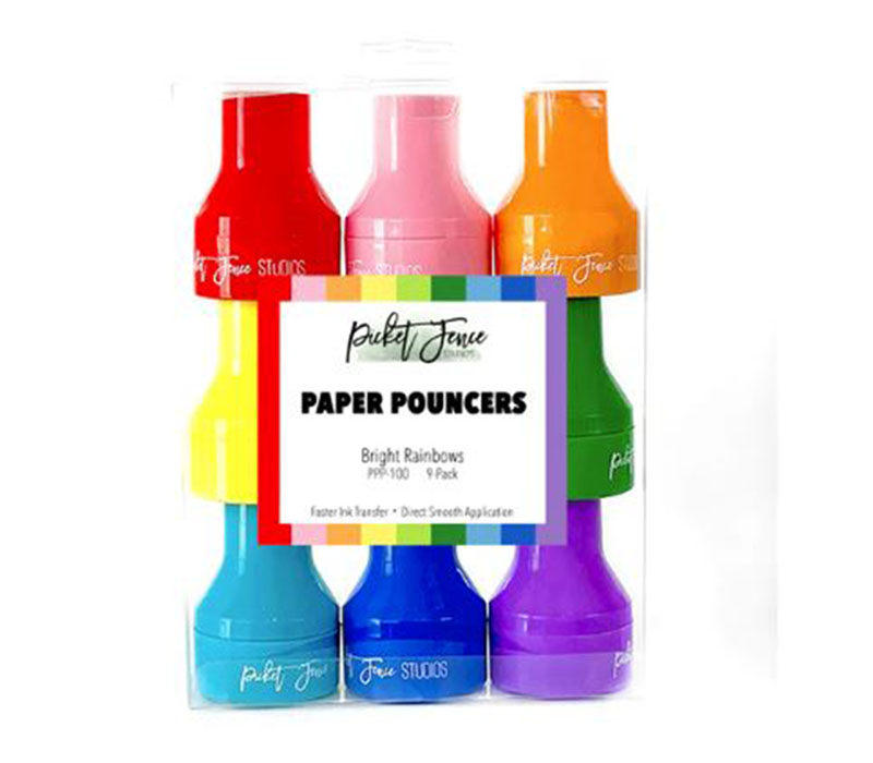 Picket Fence Paper Pouncers - Bright Rainbow - 9 Piece