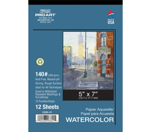 Pro Arts - Watercolor 140# Tape Bound Pad - 5-inch x 7-inch