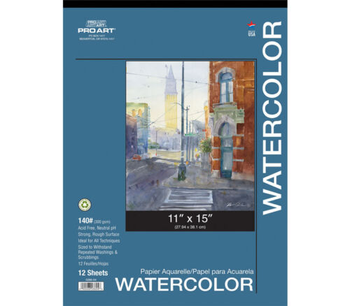 Pro Arts - Watercolor 140# Tape Bound Pad - 11-inch x 15-inch