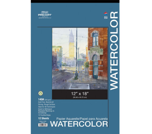 Pro Arts - Watercolor 140# Tape Bound Pad - 12-inch x 18-inch