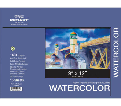 Pro Arts - Watercolor 140# Tape Bound Pad - 9-inch x 12-inch
