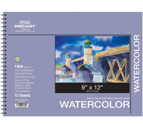 Pro Arts - Watercolor 140# Spiral Pad - 9-inch x 12-inch