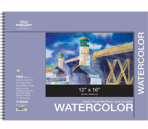 Pro Arts - Watercolor 140# Pad - 12-inch x 16-inch