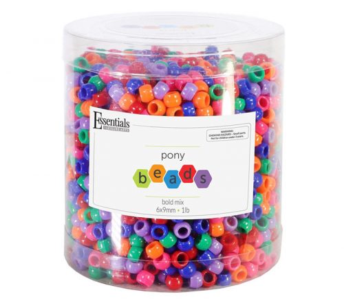 Jet (Transparent Black) Plastic Craft Pony Beads 6x9mm, 500 beads
