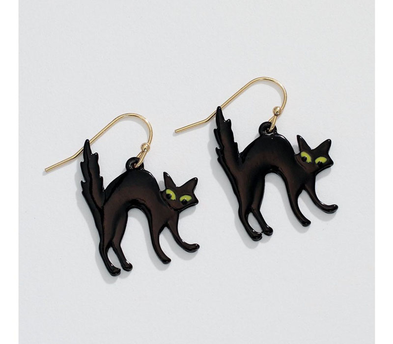 Periwinkle Earrings - Black Cats