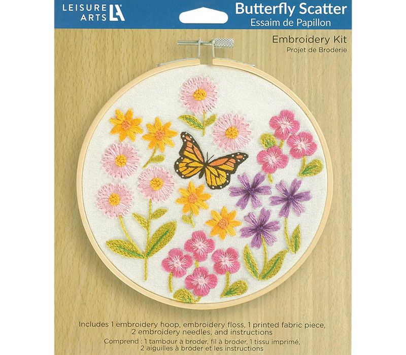 Leisure Arts Butterfly Scatter Embroidery Kit - 6-inch