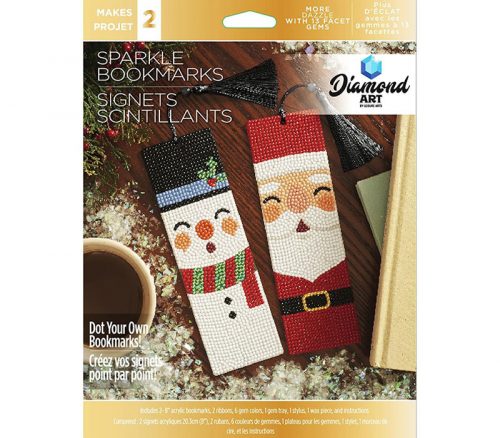 Diamond Art Sparkle Bookmarks - Santa and Snowman