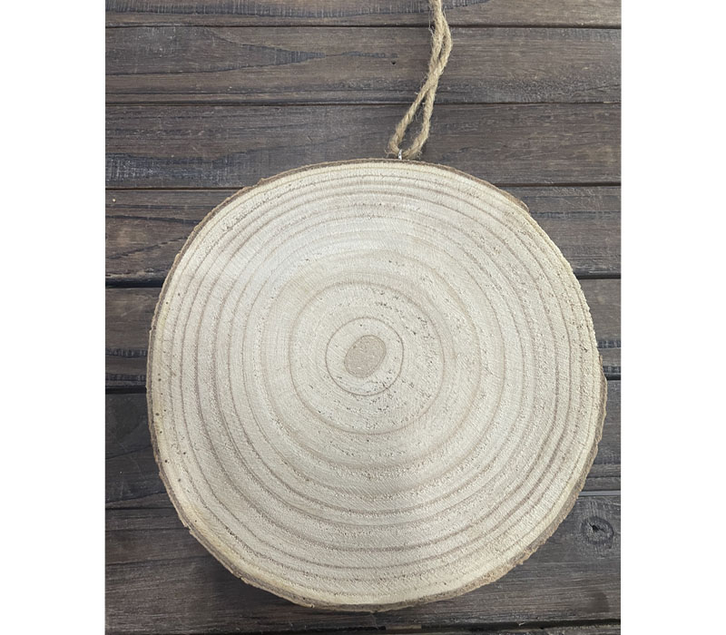 Wooden Disk Ornament with Rope