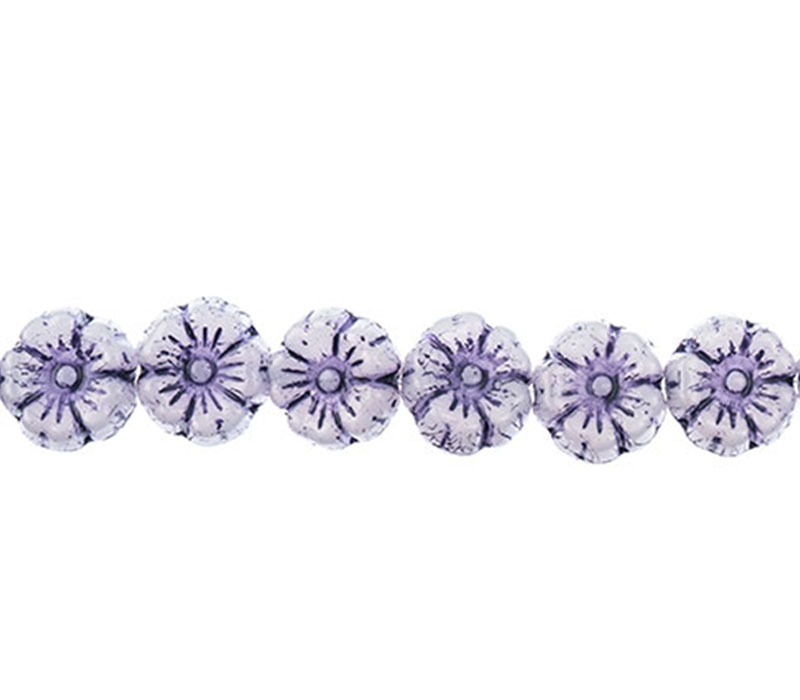 Flower Strand Bead 9mm - Purple Alabaster