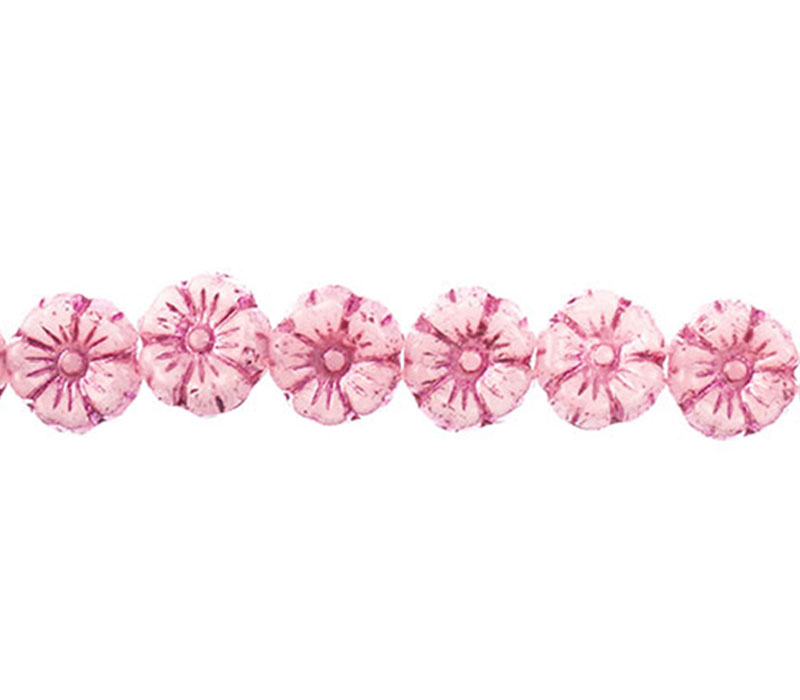 Flower Strand Bead 9mm - Pink Alabaster