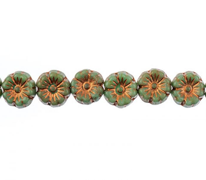 Flower Strand Bead 9mm - Copper Turquoise