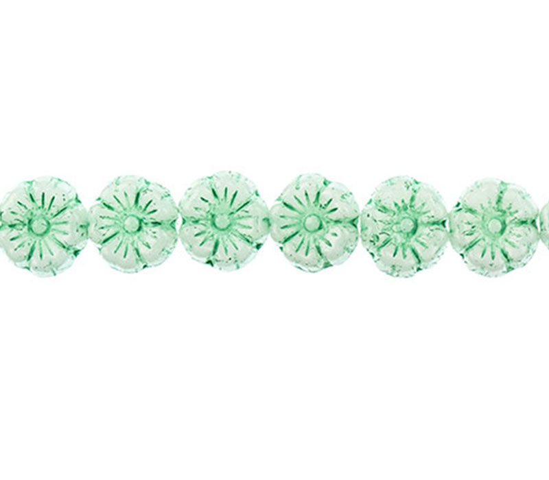 Flower Strand Bead 9mm - Light Green Alabaster