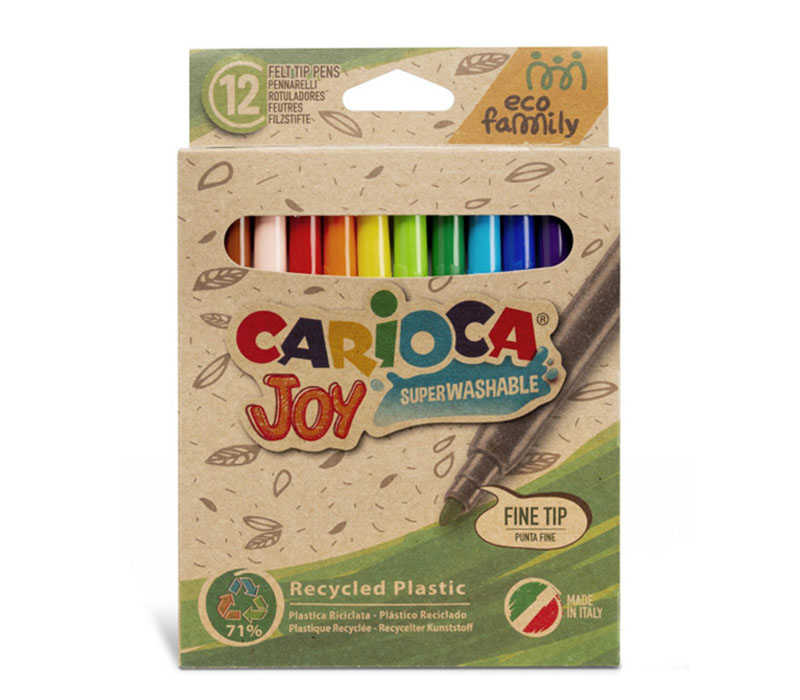Carioca Eco Joy Superwashable Fine Felt Tip Pen - 12 Piece