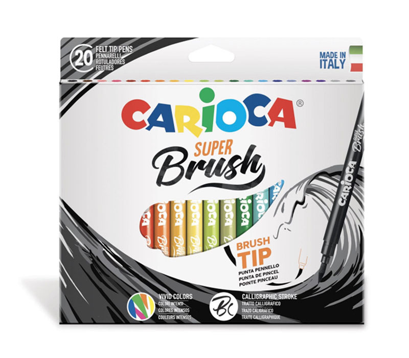 Carioca Super Brush Washable Felt Tip Pen Set - 20 Piece