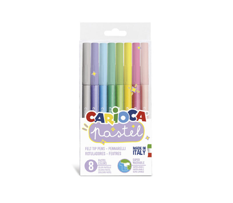 Carioca Pastel Super Washable Felt Tip Pen Set - 8 Piece