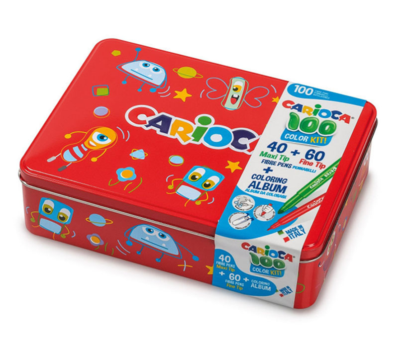 Carioca Felt Tip Pens Tin Box Set - 100 Piece