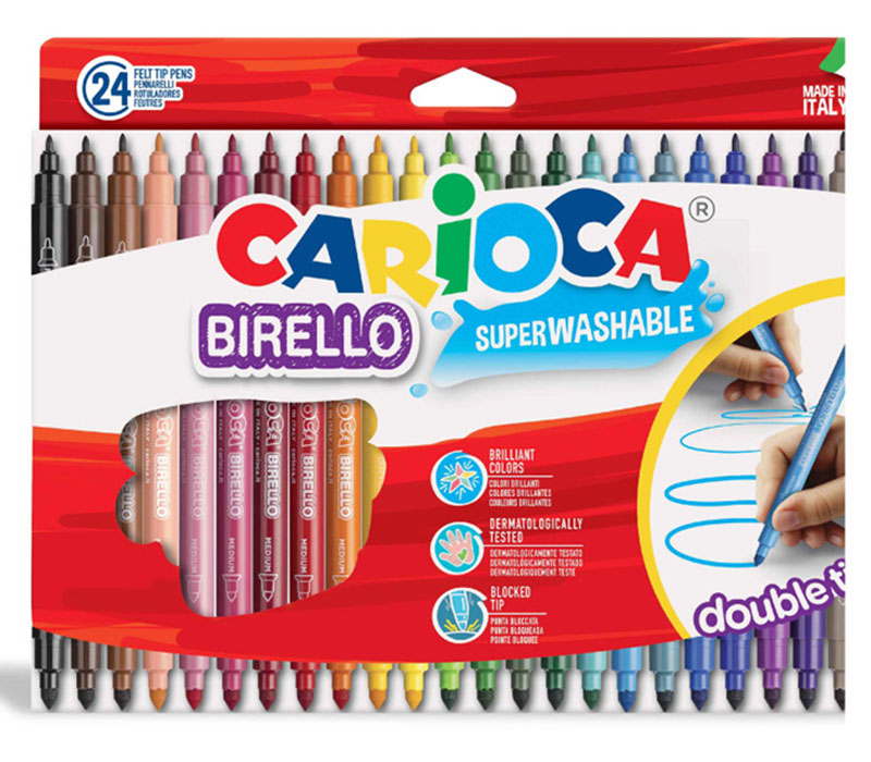 Carioca Birello Superwashable Double Tip Felt Pen Set - 24 Color