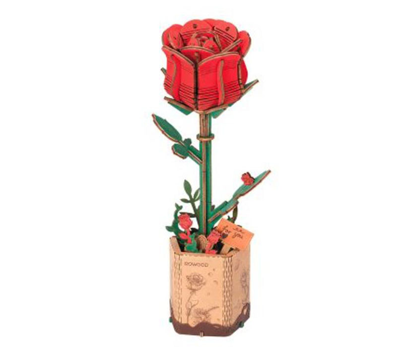 Robotime DIY Rowood Puzzle - Red Rose