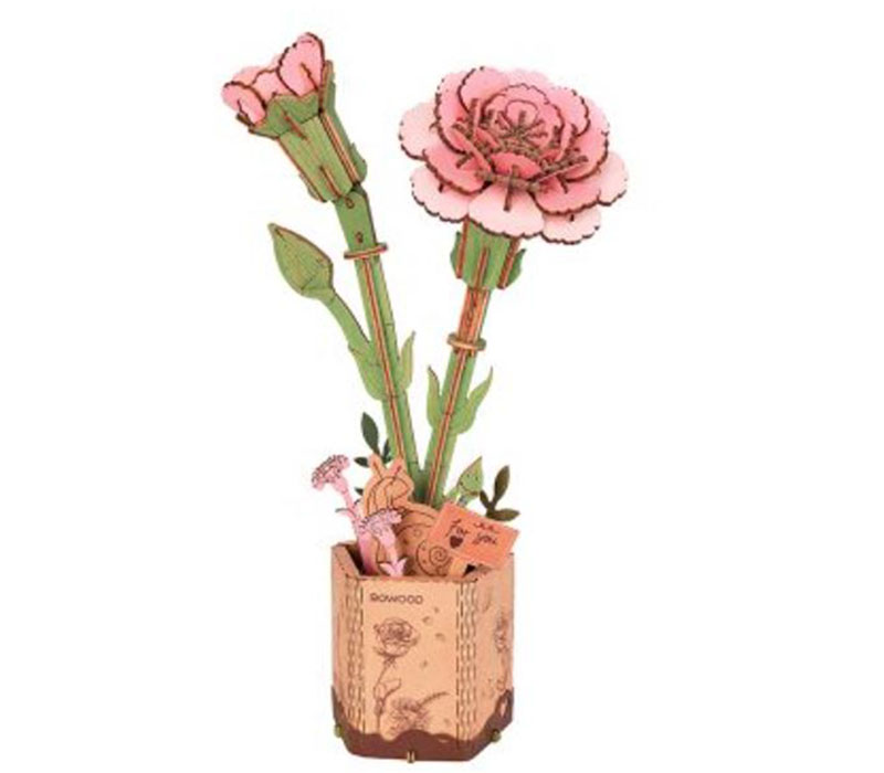Robotime DIY Rowood Puzzle - Pink Carnation