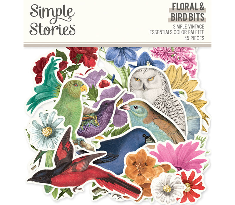 Simple Stories Bits and Pieces - Simple Vintage Essentials Color Palette Floral and Birds