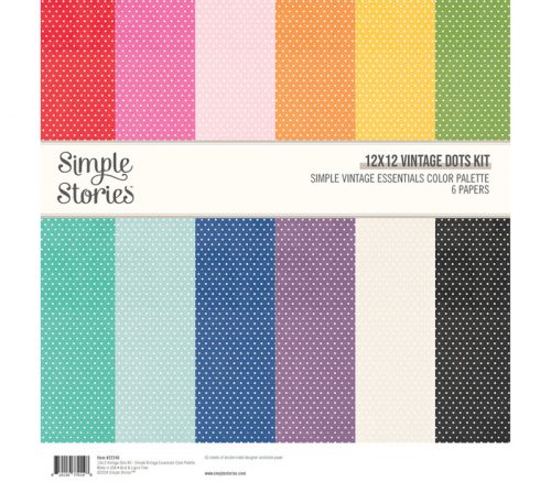 Simple Stories Essentials Color Palette Paper Pack - 12x12 - Vintage Dots