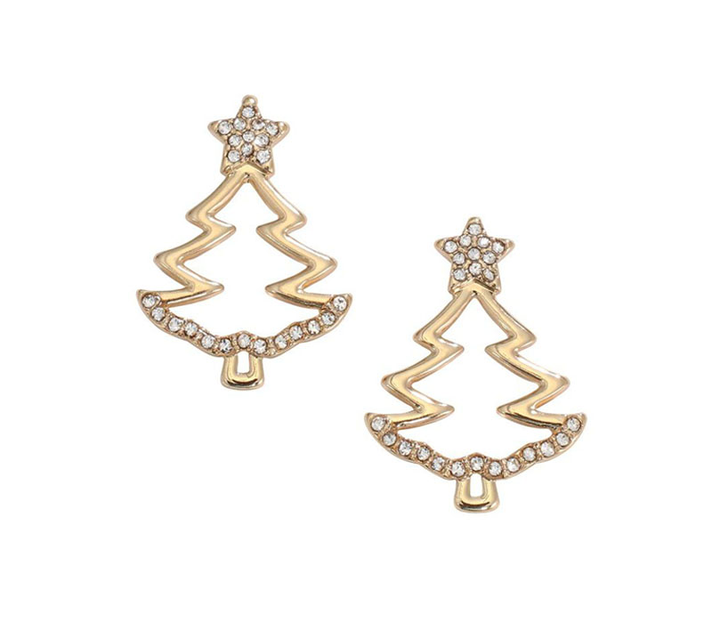 Periwinkle Earrings - Gold Christmas Trees