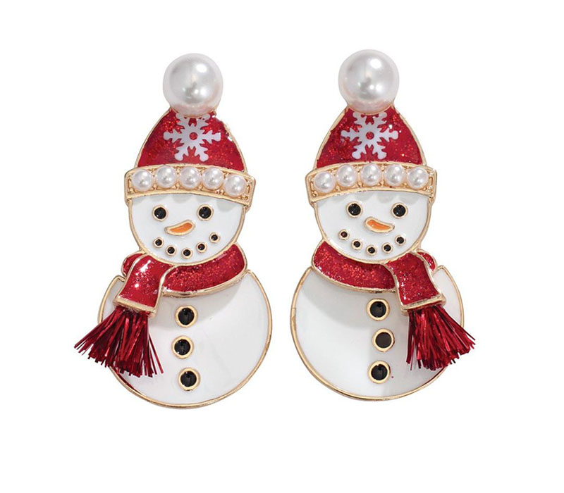 Periwinkle Earrings - Snowman with Pearls