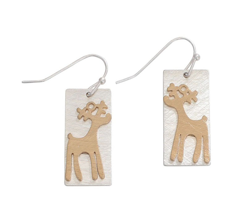 Periwinkle Earrings - Rectangular Reindeers