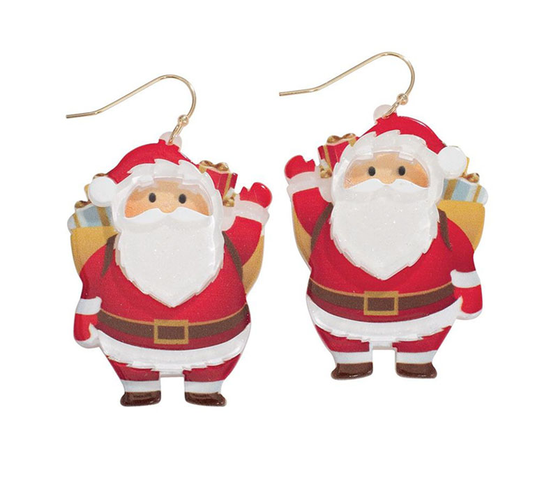 Periwinkle Earrings - Jolly Santa with Gifts