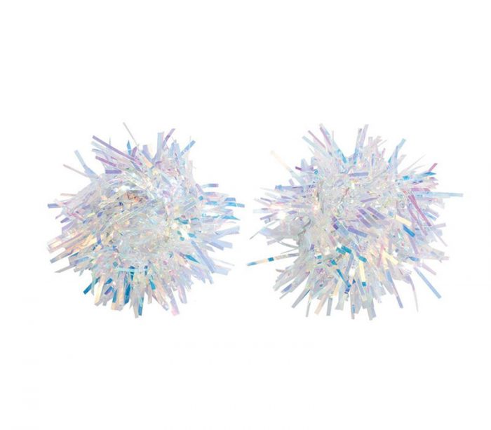 Periwinkle Earrings - Iridescent PomPoms