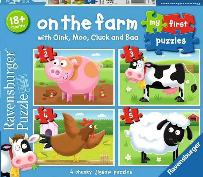 Ravensburger On the Farm Puzzle - 4 Puzzles