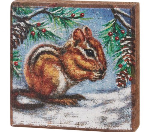 Primitives by Kathy Woodland Chipmunk Block Sign