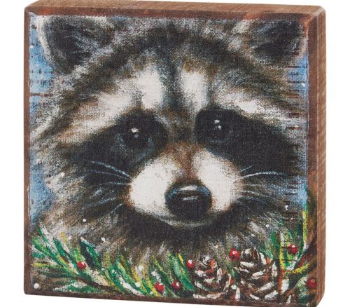 Primitives by Kathy Woodland Raccoon Block Sign