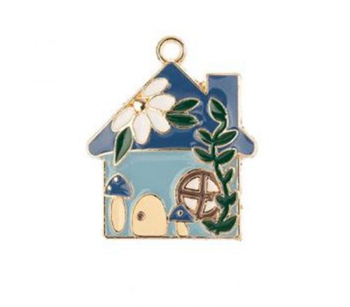 Sweet and Petite Mini Blue House Charm - 4 Charms