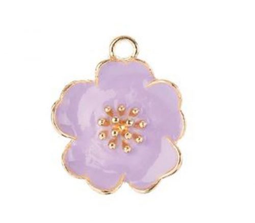 Sweet and Petite Mini Purple Flower Charm - 4 Piece