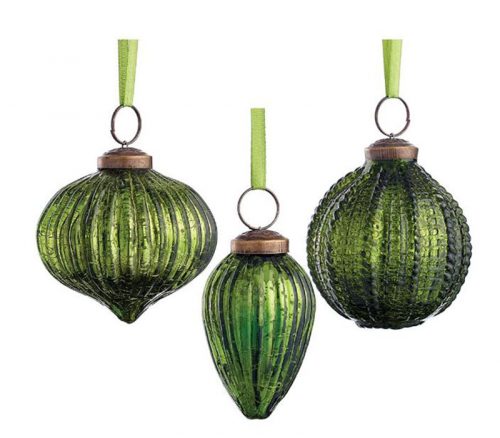 Green Glass Ornament - 3 Styles - 1 Ornament - Style Shipped is Randomly Picked