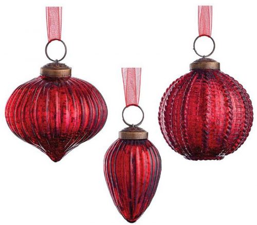 Red Glass Ornament - 3 Styles - 1 Ornament - Style Shipped is Randomly Picked