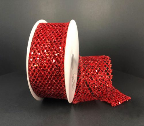 Red Mega Glitter Net Ribbon - 1.5-inch