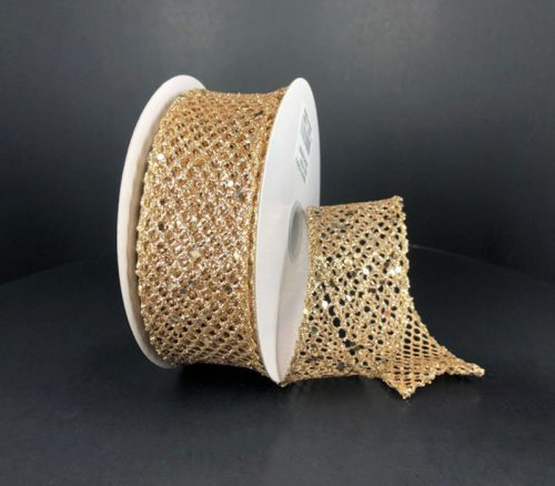 Champagne Mega Glitter Net Ribbon - 1.5-inch