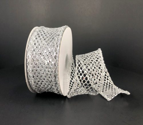 Silver Mega Glitter Net Ribbon - 1.5-inch