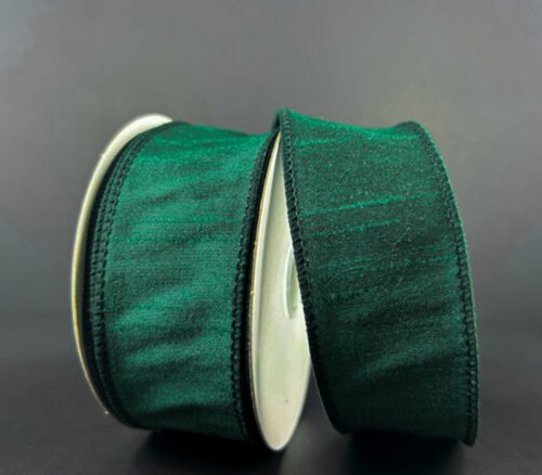 Hunter Green Faux Dupioni Ribbon - 1.5-inch