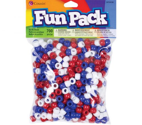 CousinDIY Fun Pack Acrylic Pony Beads Set - 700 Piece - Red White and Blue